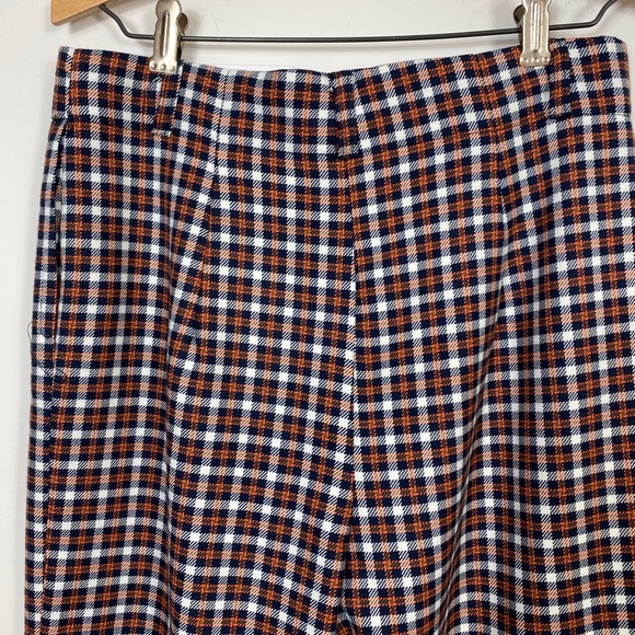 Topshop Pleated Plaid ‘Black/Orange’ Cuffed Dress Trousers Woman’s Size 12 - Picture 5 of 5